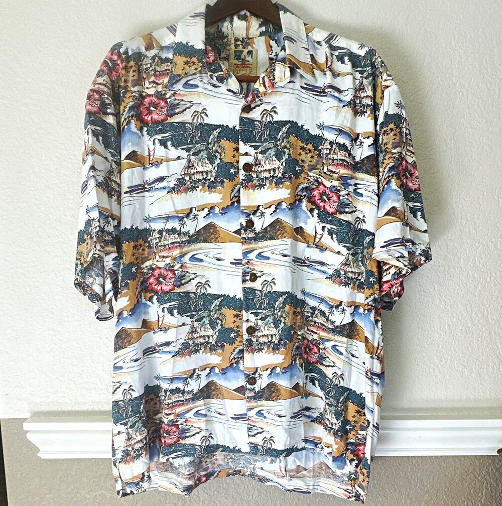 John Severson by Kahala Hawaiian Aloha Shirt Men XL Hawaiian Beach Surf Scene